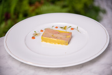 Goose liver delicious specialty with homemade jam and warm brioche