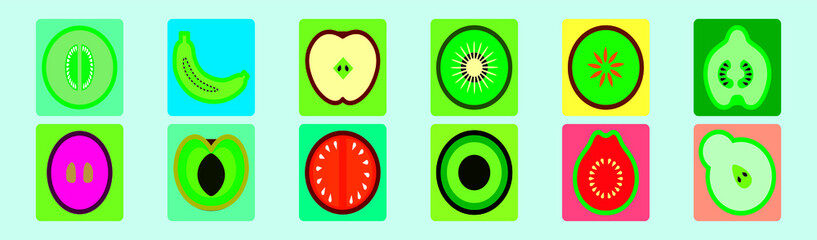set of fruit and vegetable cartoon icon design template with various models. vector illustration isolated on blue background