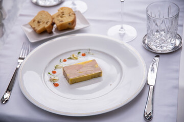 Goose liver delicious specialty with homemade jam and warm brioche
