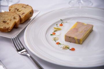 Goose liver delicious specialty with homemade jam and warm brioche