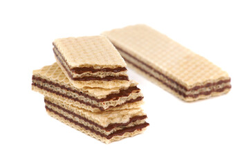 Wafers with chocolate chocolate filling isolated on white 
