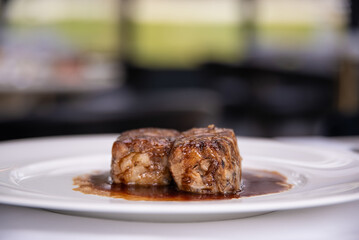 Japanese wagyu beef ribs prepared in wine sauce delicious specialty 