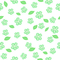 seamless background with green flowers, floral pattern
