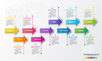 10 steps arrow infographic element,Business concept,Vector illustration.