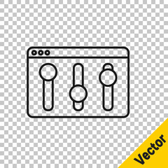 Black line Browser setting icon isolated on transparent background. Adjusting, service, maintenance, repair, fixing. Vector.