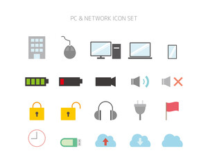 PC and network related vector illustration.  icon set . 