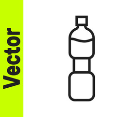 Black line Bottle of water icon isolated on white background. Soda aqua drink sign. Vector.