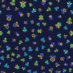 Childrens pattern with butterflies. Seamless bright pattern on a blue background. Multicolored butterflies of different sizes and shapes. For printing on fabric and paper.