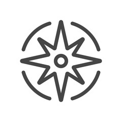 Black wind rose, compass vector icon isolated on white background.