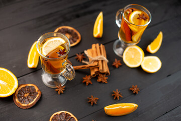 mulled wine with spices and orange