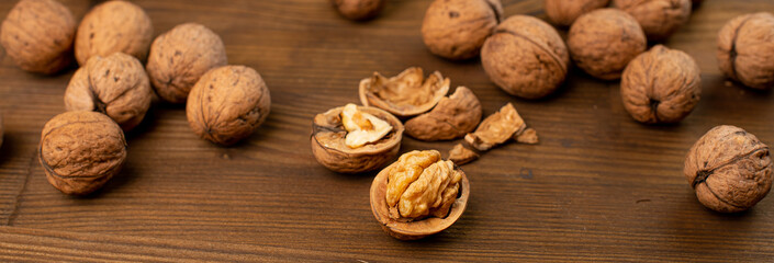 nutmeg on wooden background