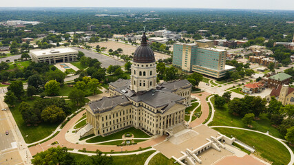 Few are around on Sunday at the Kansas state capital building in Topeka KS