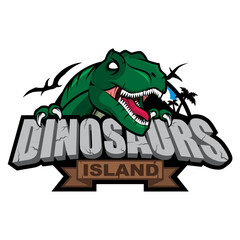 Vector logo, badge, symbol, icon template design with Tyranosaurus Rex Theme
