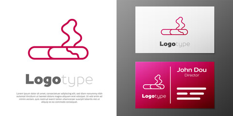 Logotype line Cigarette icon isolated on white background. Tobacco sign. Smoking symbol. Logo design template element. Vector.