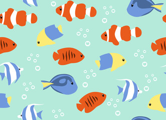 Naklejka na ściany i meble seamless pattern with fishes