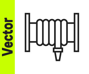 Black line Fire hose reel icon isolated on white background. Vector.