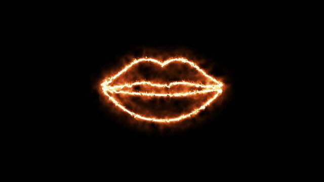 fire  lips Animation fire effects love icon  4k video