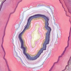 Beautiful pink agate crystal illustration