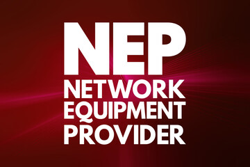 NEP - Network Equipment Provider acronym, technology concept background