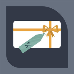 Vector icon of the Gift card and discount tag. Vector line icon.  Pictogram. Concept of mobile ordering