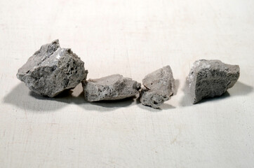 Pieces of pumice on a white background.