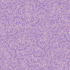 Vector Seamless Texture with Purple Roses. Great for wallpaper, backgrounds, gift wrapping papers, invitations, packaging design projects