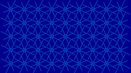 Crossing diagonal lines and circles structure pattern on blue background