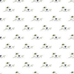 Seamless vector background. Decorative texture. Colorful pattern with funny animal face contour.