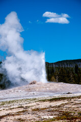 The active Geysers and geothermal pools of Yellowstone National Park. Yellowstone was the world's first National Park. The caldera is considered an active volcano.Half of the world's geothermal featur