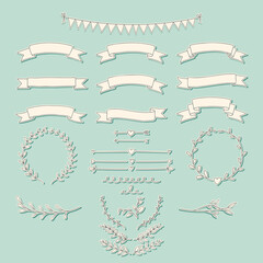 Set of blank retro banner or label and element.