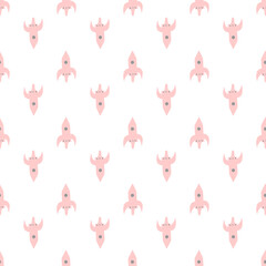 Seamless vector background. Decorative texture. Colorful pattern with pink rockets