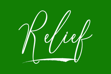 Relief Cursive Typography White Color Text On Green Background