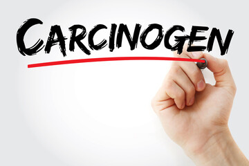 Carcinogen text with marker, concept background