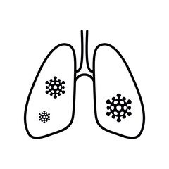 lungs icon affected by coronavirus, isolated covid-19 virus disease illustration