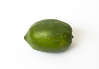 Fresh organic green papaya isolated on white background