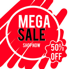 sales tag. Mega sale banner online shopping bag. Abstract colorful sales banner