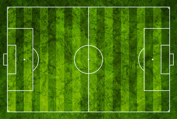 Top view of green grunge soccer field background. Sport graphic vector design © saicle