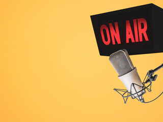 Design element: background with professional microphone and on air sign