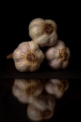 garlic isolated on black background