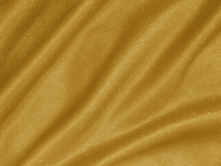 Shiny gold crumpled fabric. Elegant cloth texture background