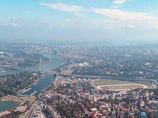 Fototapeta premium Belgrade, capital of Serbia, aerial panoramic view.