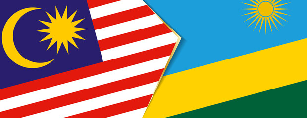 Malaysia and Rwanda flags, two vector flags.