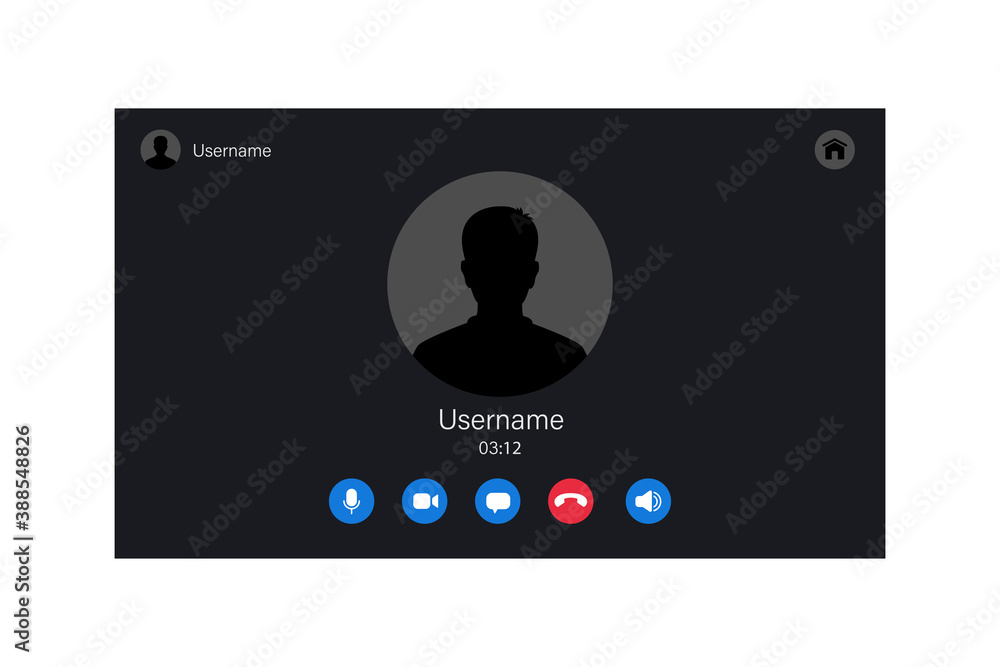 Poster video call app interface mockup. online communication app template. isolated on white background vec