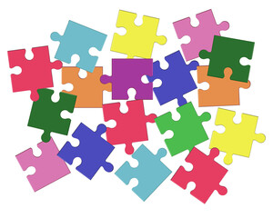 Colorful pieces of vector puzzle. Children's educational games