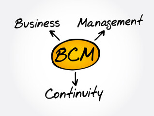 BCM - Business Continuity Management acronym, concept background