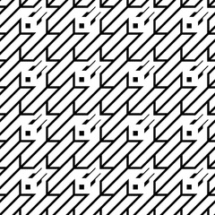 Seamless surface pattern design with houndstooth material ornament. Tooth figures wallpaper. Fabric background. Cloth mosaic motif. Digital paper, textile print, page fill, web designing. Vector art.