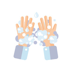 Obraz premium Washing hands concept. Washing hands with soap. Prevent the virus concept. Vector illustration.