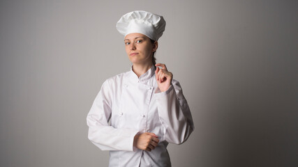 Chef woman. Isolated over white background