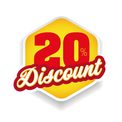 Twenty percent discount label vector