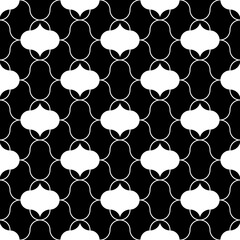 Seamless surface pattern design with circular figures. Oriental traditional ornament with repeated rounded shapes. Window tracery wallpaper. Grid motif. Digital paper, textile print. Vector art.